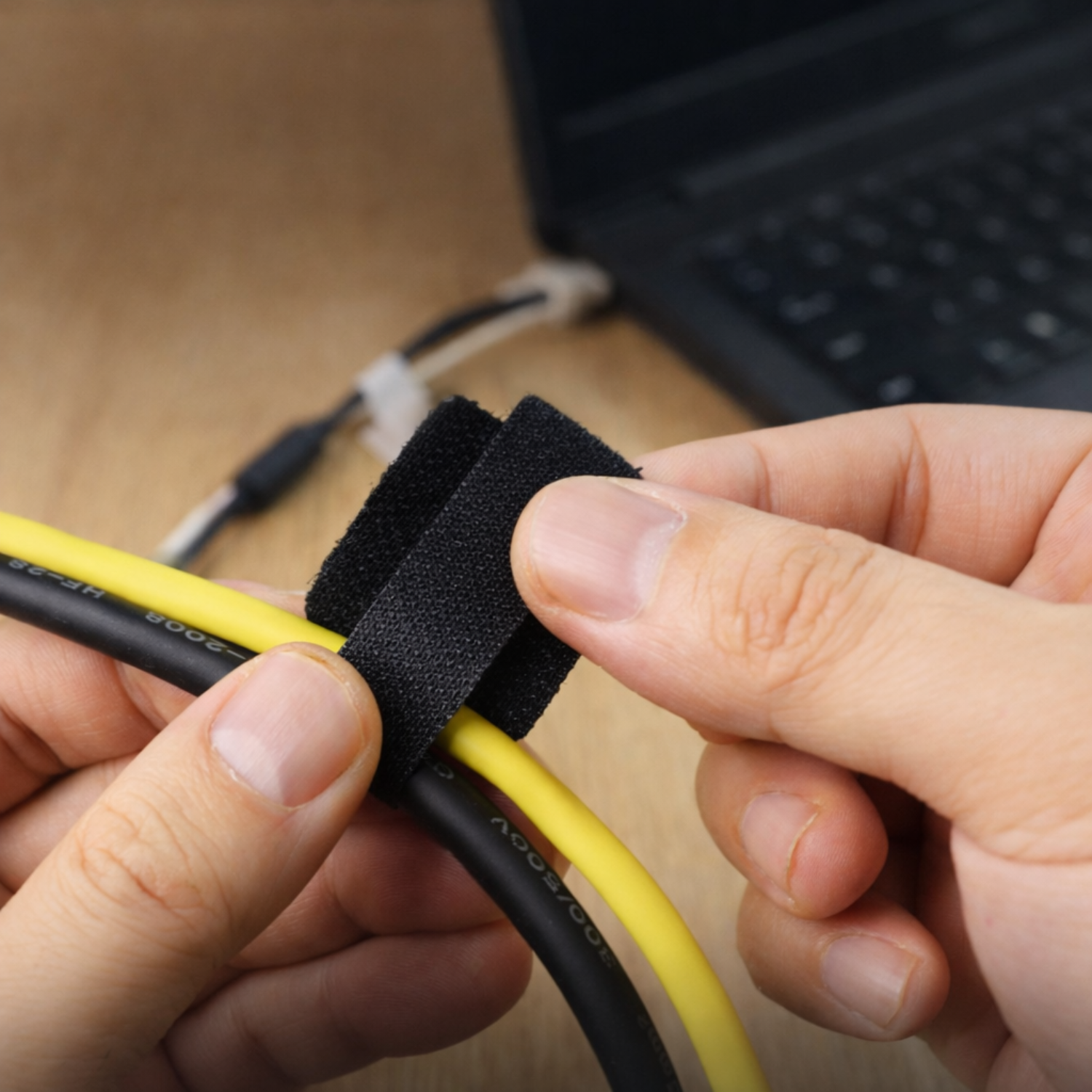 Attaches câble adhésives à scratch – 50 pièces