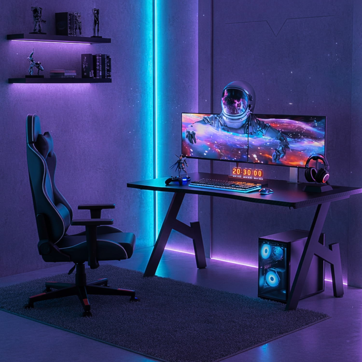 Nexus One – Bureau Gaming effet carbone – 120 x 60 cm